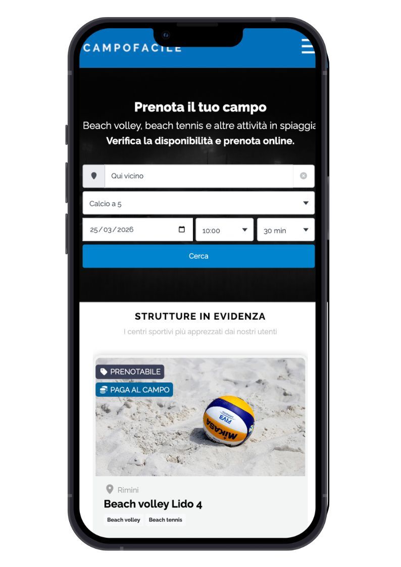 app prenotazione campi beach